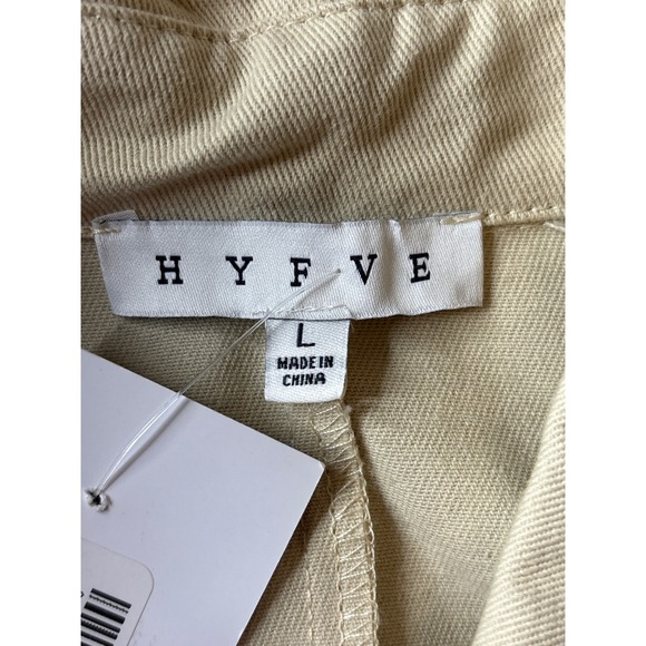 HYFVE Khaki Shirt Dress Long Sleeve Button Down‎ Collared Pockets Womens - Picture 6 of 11